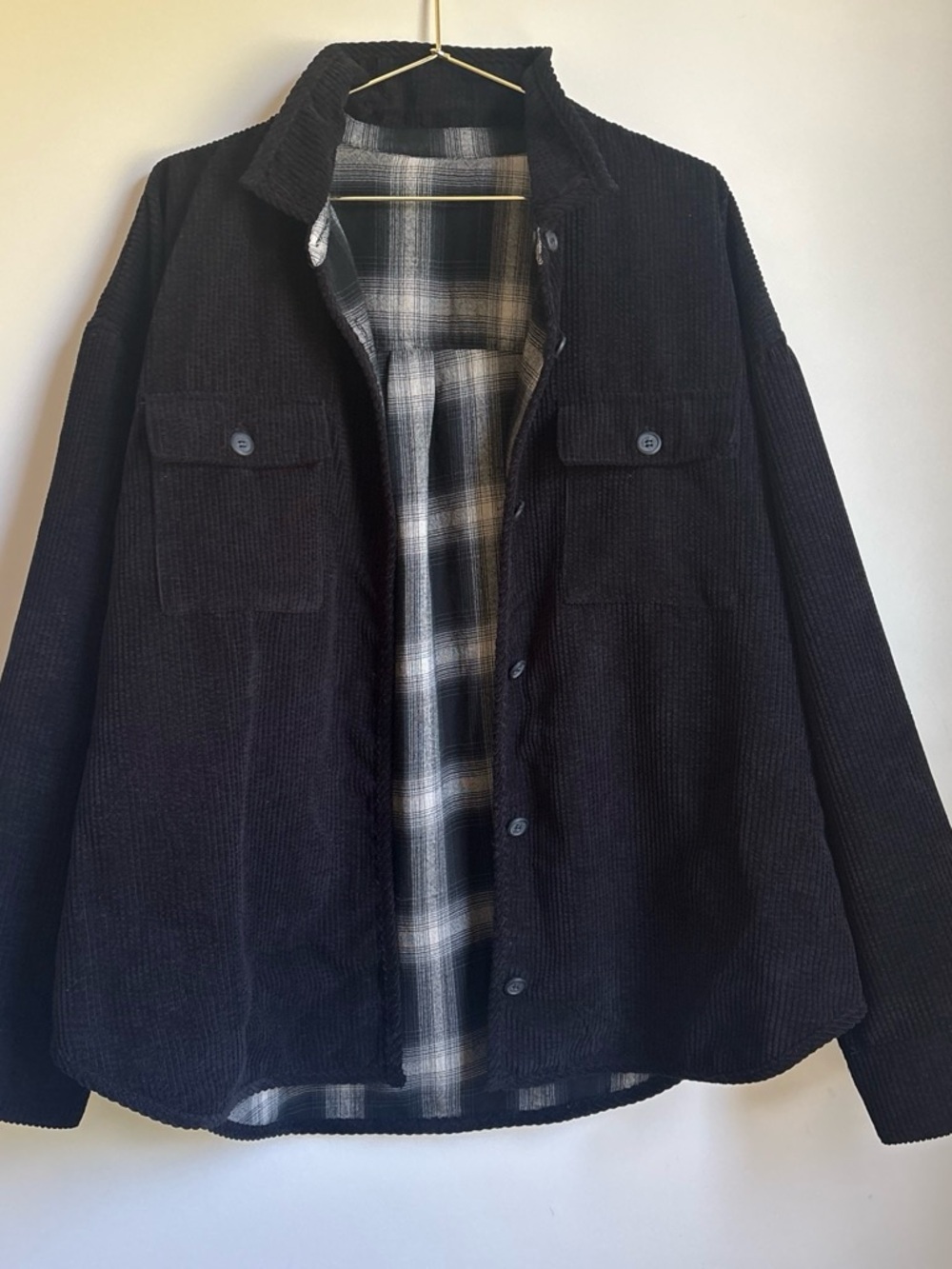 Thread & Supply Black Corduroy Reversible Utility Shacket - Picture 3 of 7